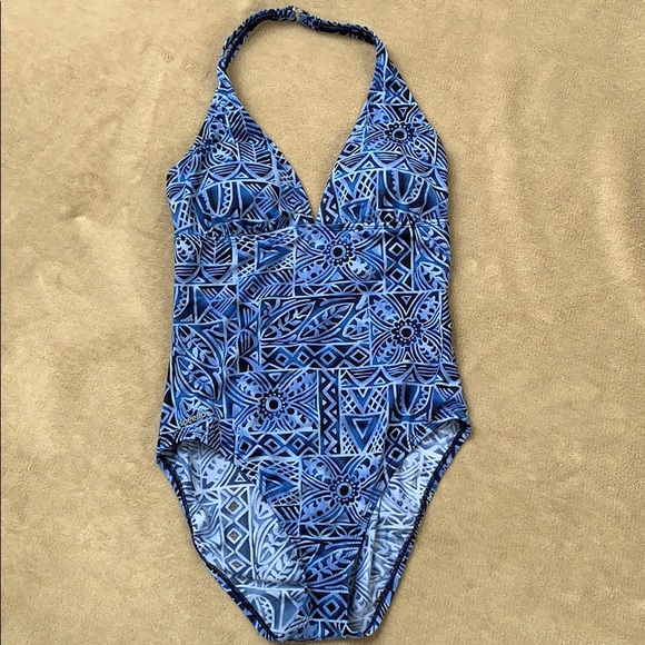 Speedo One Piece Halter Style Swim Suit size 12 - Picture 2 of 5